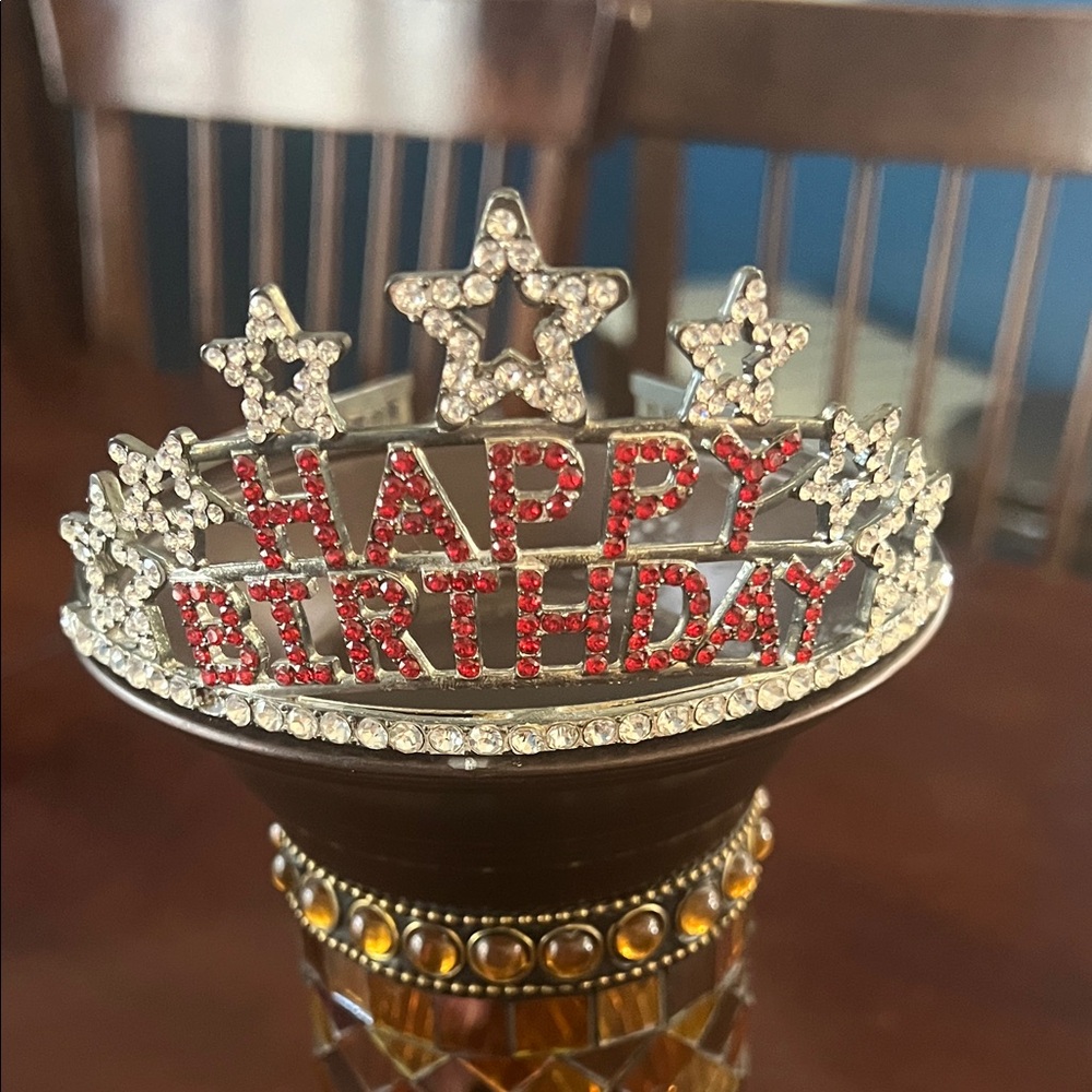 Silver and Red Happy Birthday Tiara